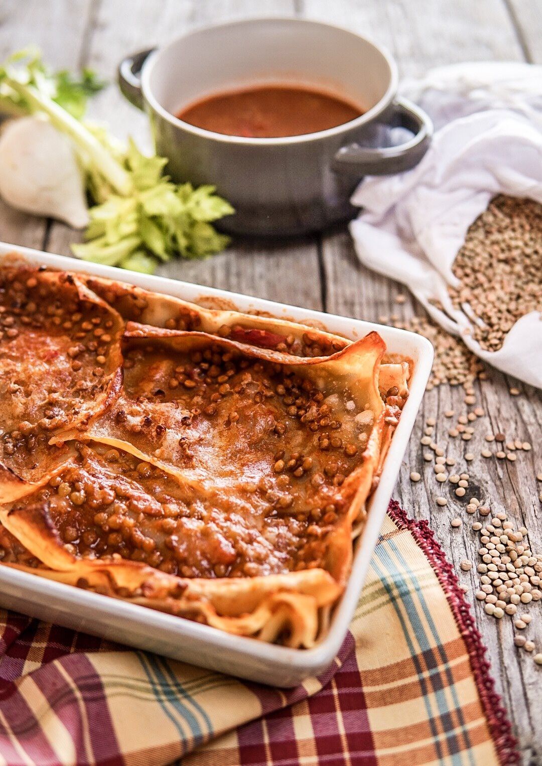 Lasagna con Ragù di Lenticchie: prova questo primo piatto leggero ma pieno di gusto! Non avrà nulla da invidiare a quello con la carne